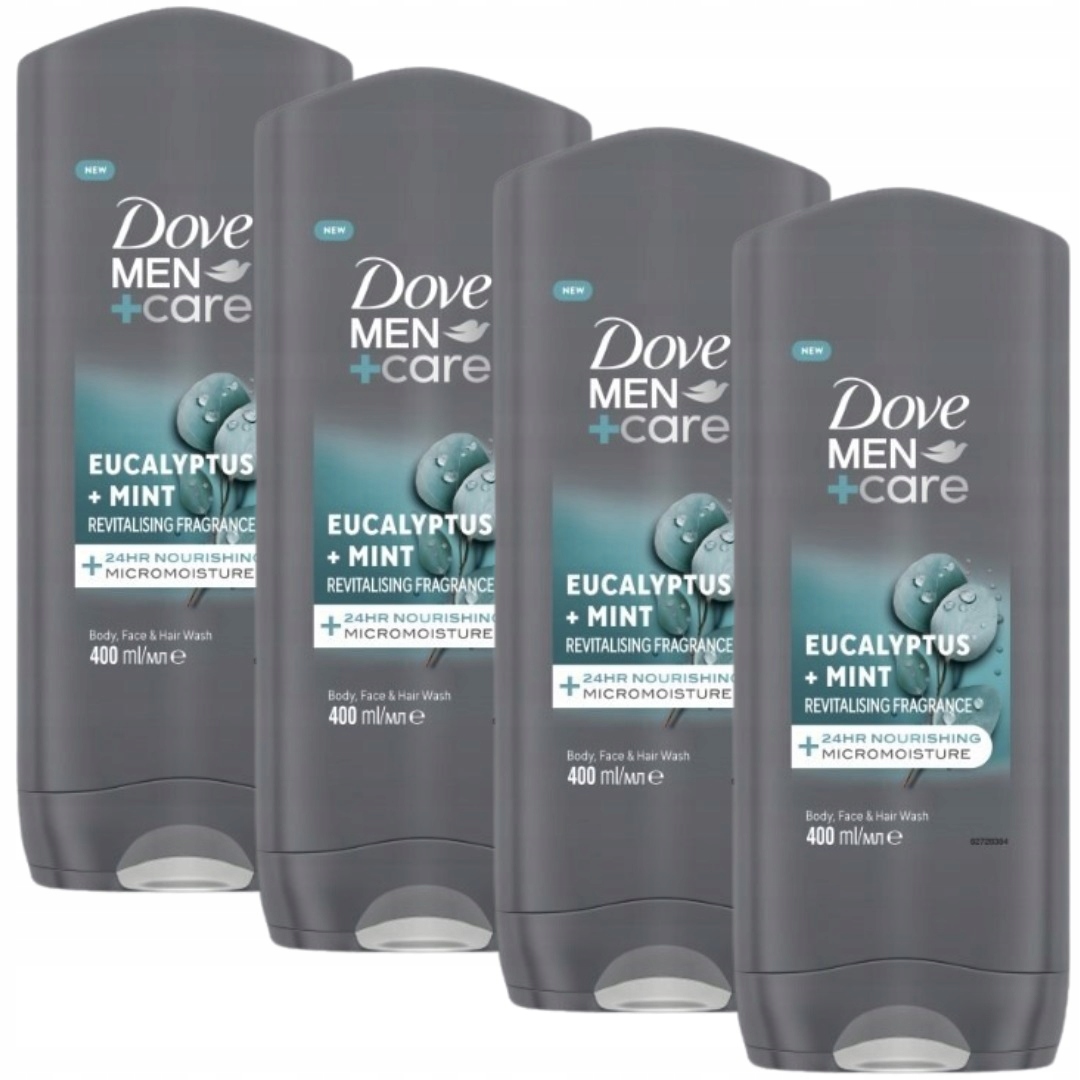 Dove Sprchový Gel Pro Muže 4 x 400 ML Set 3v1 Eukalyptus Máta