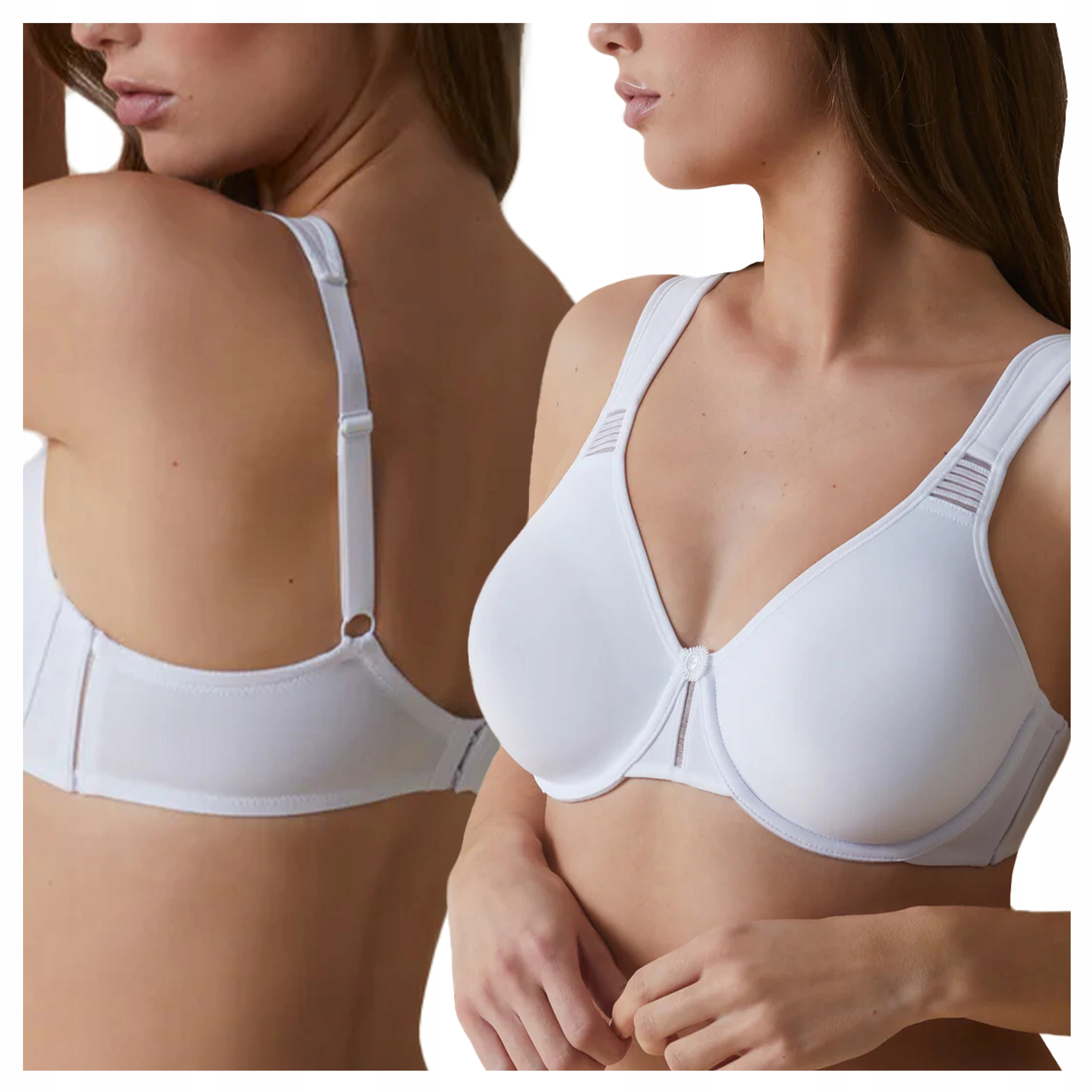 Biustonosz Duże Rozmiary Miękki Codzienny Ramiączka Biały 95C