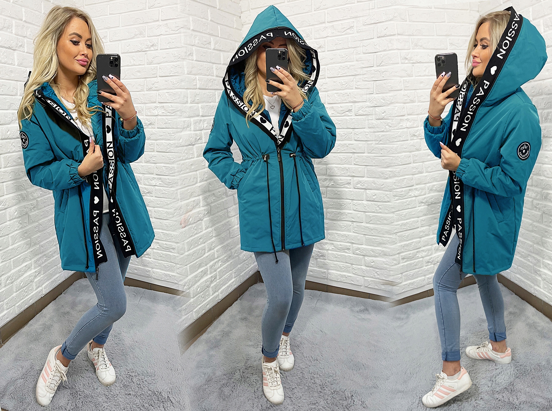 ASYMETRYCZNA PARKA płaszcz kurtka Z KAPTUREM 4 KOLORY S Model 8001 jesienna, przejściowa, wiatrówka, wiosenna