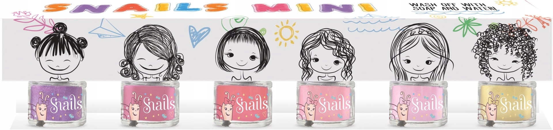 Snails Mini sada laků na nehty (6 ks) Omyvatelný lak na nehty
