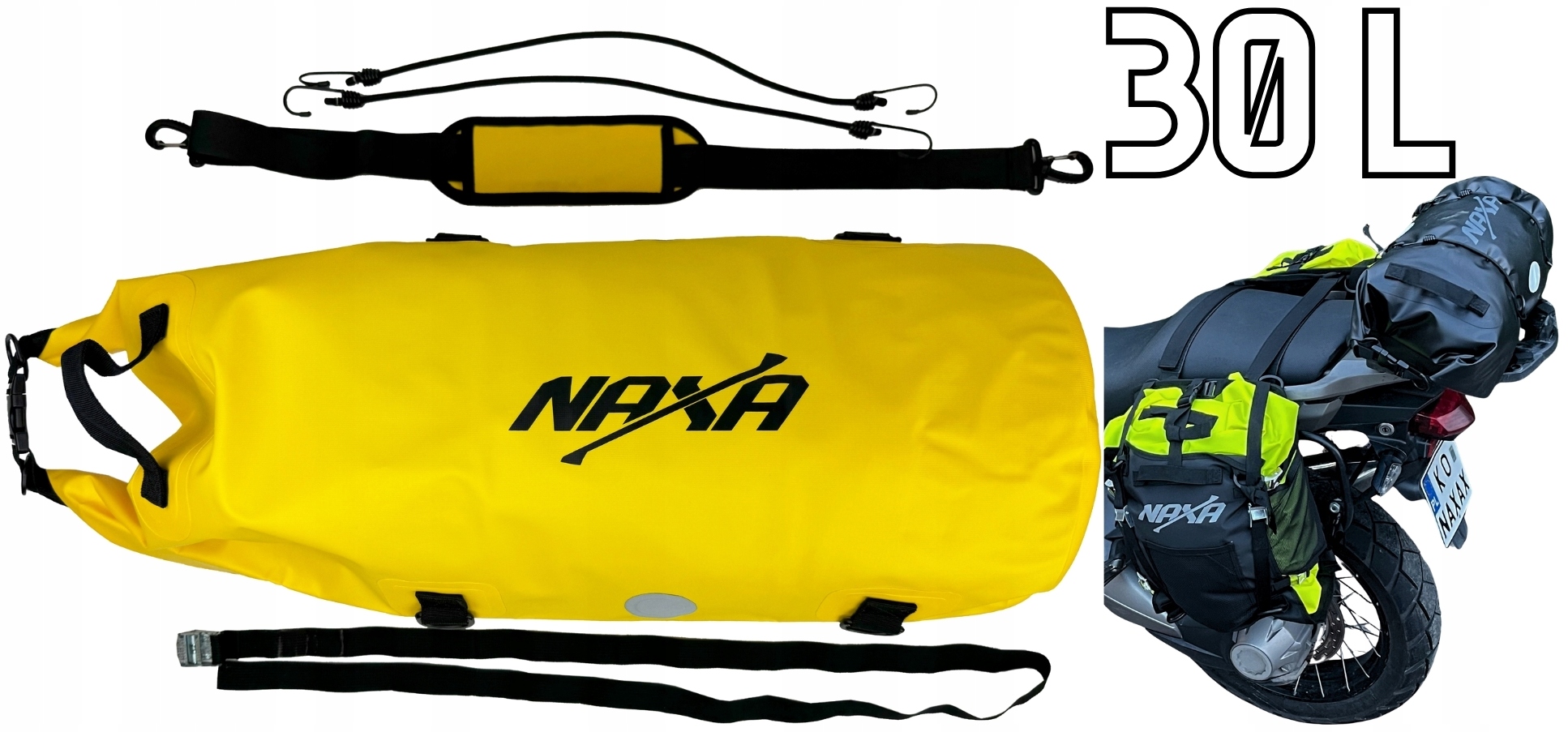 Brašna Na Motorku Naxa TW3 Váleček Na Zadní Část Motocyklu Roll BAG|30 Litrů