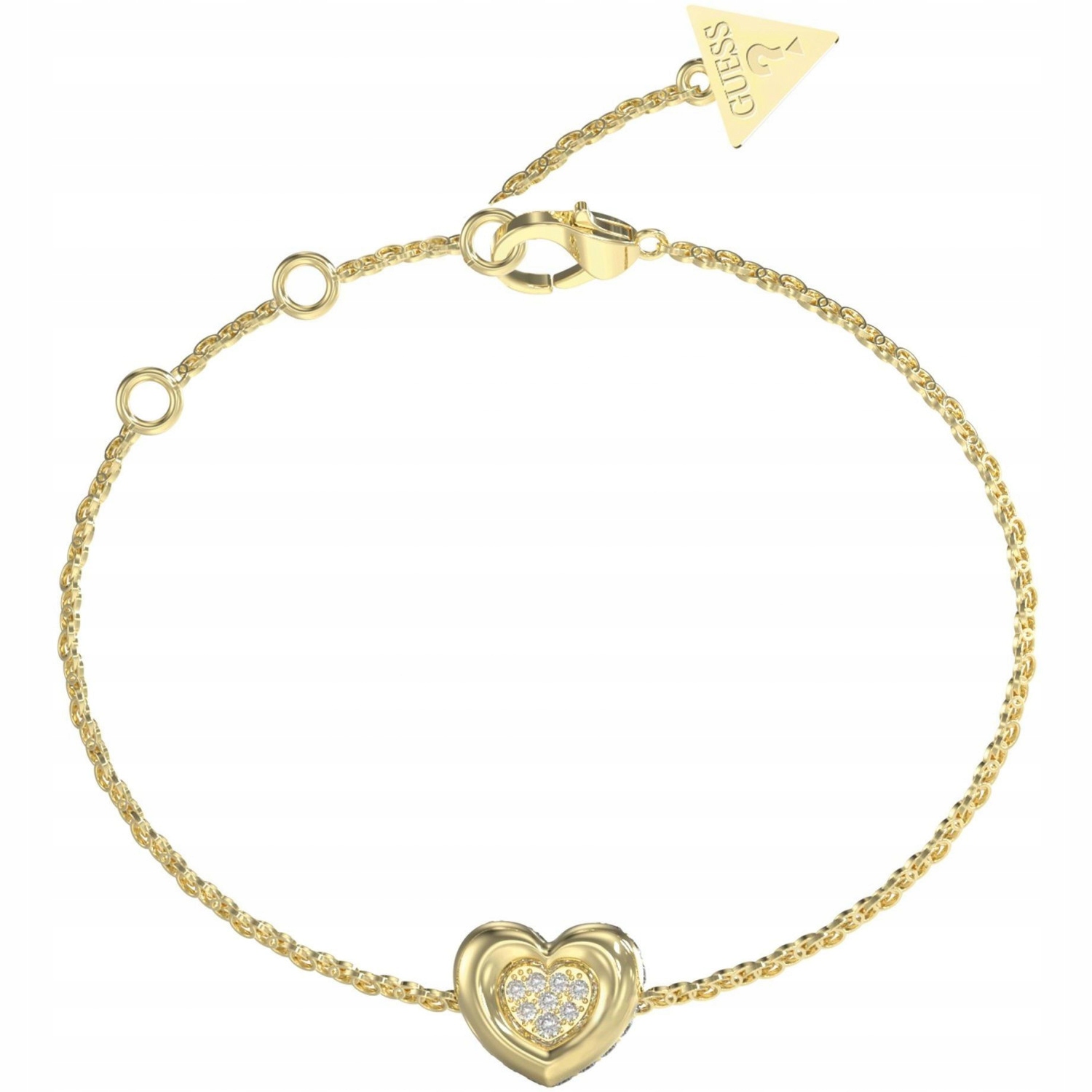 Dámský zlatý náramek Guess zirkon srdce 18 cm
