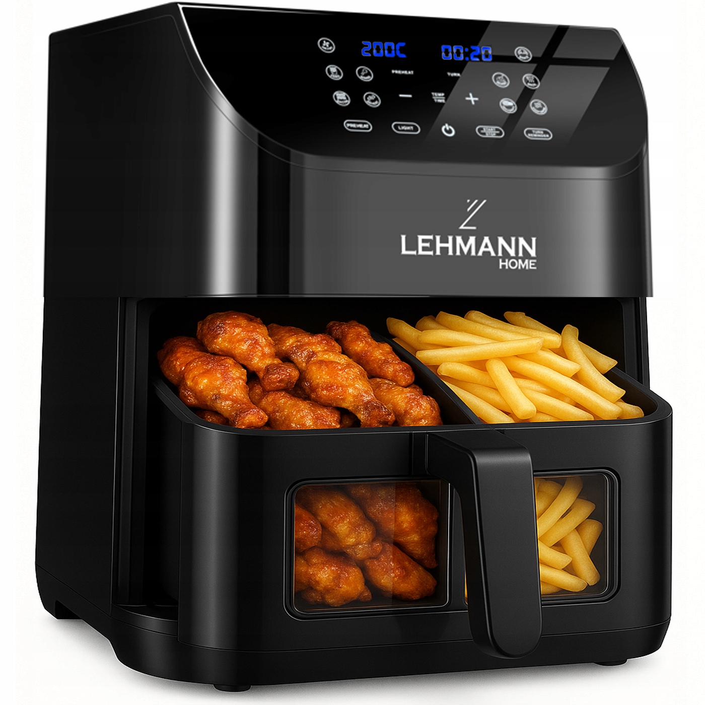 FRITÉZA BEZTUKOVÁ FRITÉZA 8 L TROUBA AIRFRYER DVOUKOMOROVÁ LED