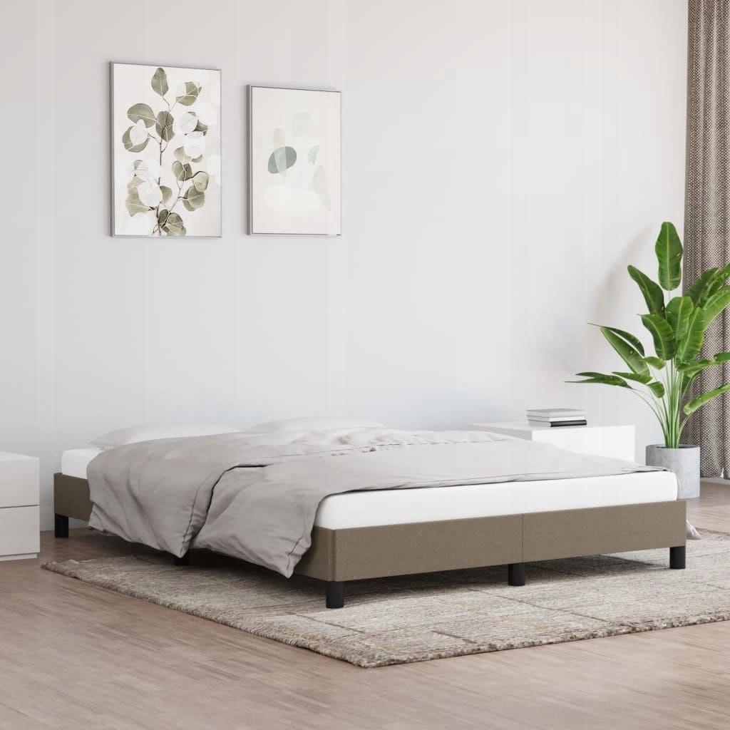 Rám postele, barva taupe, 140 x 190 cm, čalouněný látkou