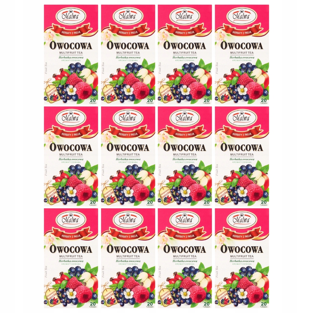 Levně Ovocný čaj Malwa 40 g (20 x 2 g) x 12 kusů