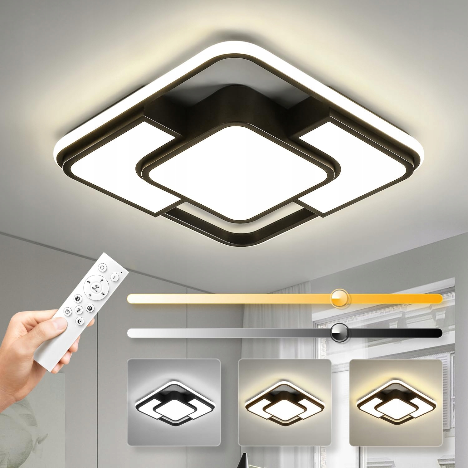 Stmívatelná stropní svítidlo Led Stropní Svítidlo Závěsná Lampa Černá Dálkový Ovladač Moderní