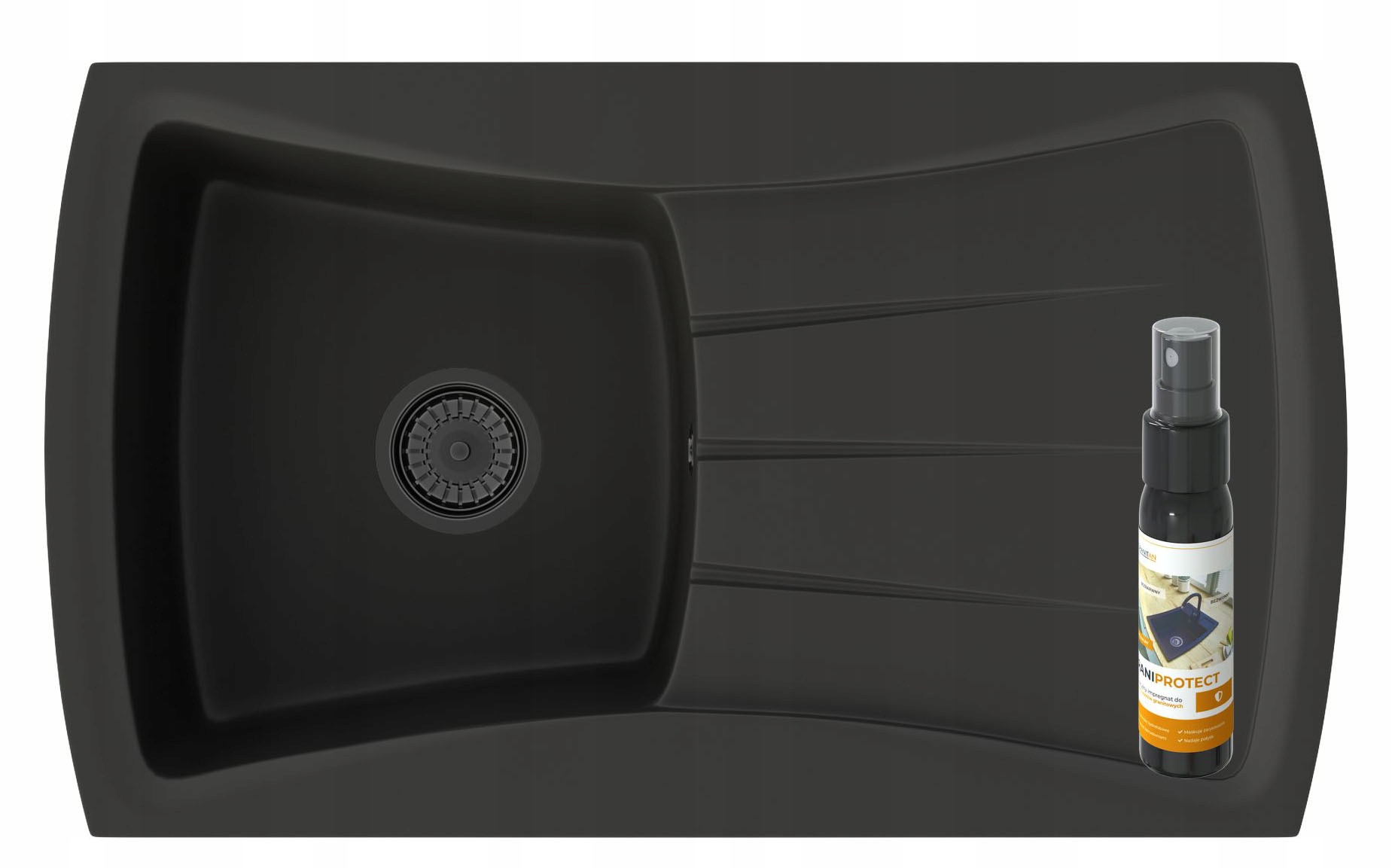 Černý Granitový Dřez Granitan S Velkou Komorou