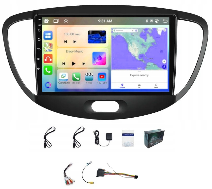 Android Rádio Navigace Hyundai I10 2007-2013 Gps Carplay 6GB 128GB