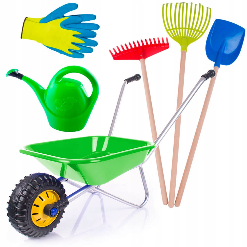 БОЛЬШАЯ ТАЧКА ШПАТЕЛЬ ГРАБЛИ ПЕРЧАТКИ ЛЕЙКА НАБОР