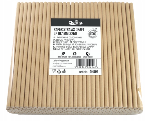 

Słomki Rurki Papierowe Kraft 6mm 20cm 250szt Eko