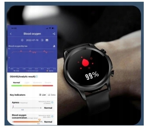 Zegarek Glukometr pomiar glukozy cukru EKG Spo2 Wodoszczelność tak