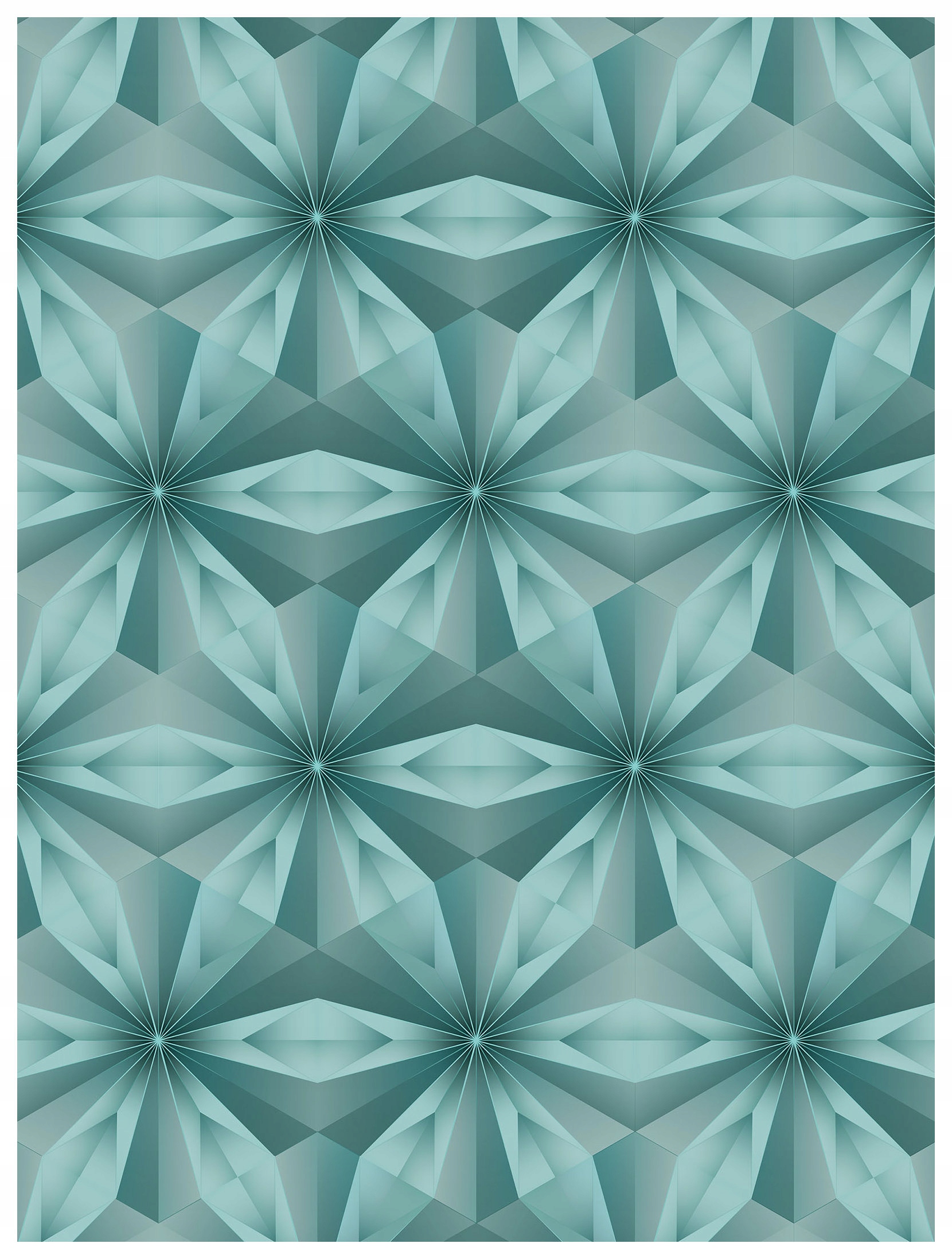 Fototapeta Geometrické květiny 3D tyrkysově šedé hvězdy 184x254 lepidlo