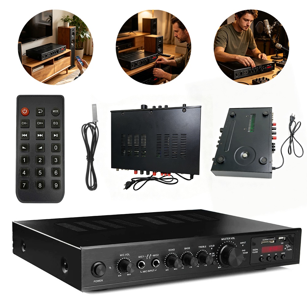 Zesilovač Bluetooth 5.0 Stereo Audio 5 Kanálový Fm Rádio 2000W