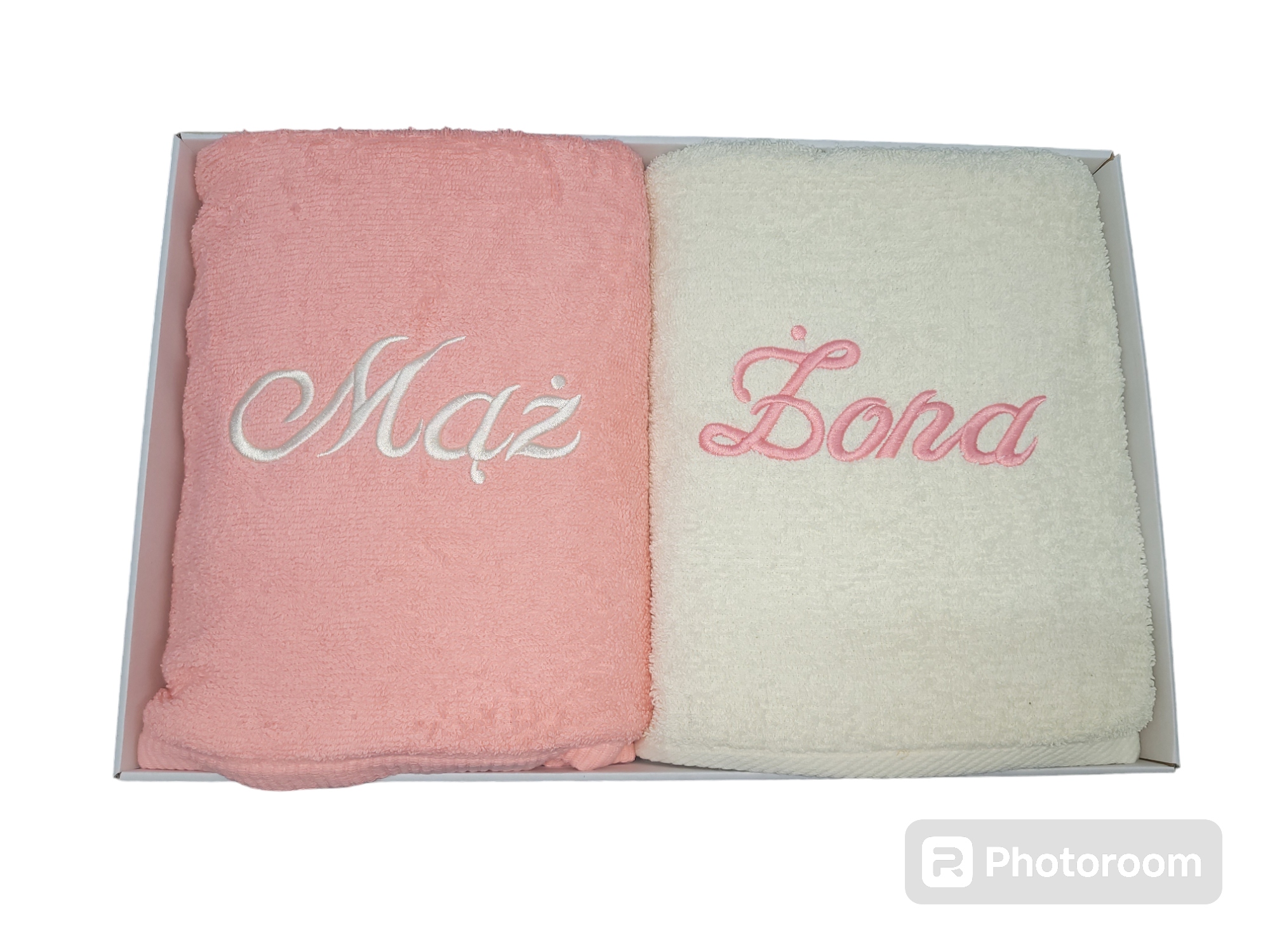 RĘCZNIK PUDEŁKO PREZENT ŚLUBNY URODZINOWY ZESTAW RĘCZNIKÓW MĄŻ ŻONA WYBÓR Marka Jula