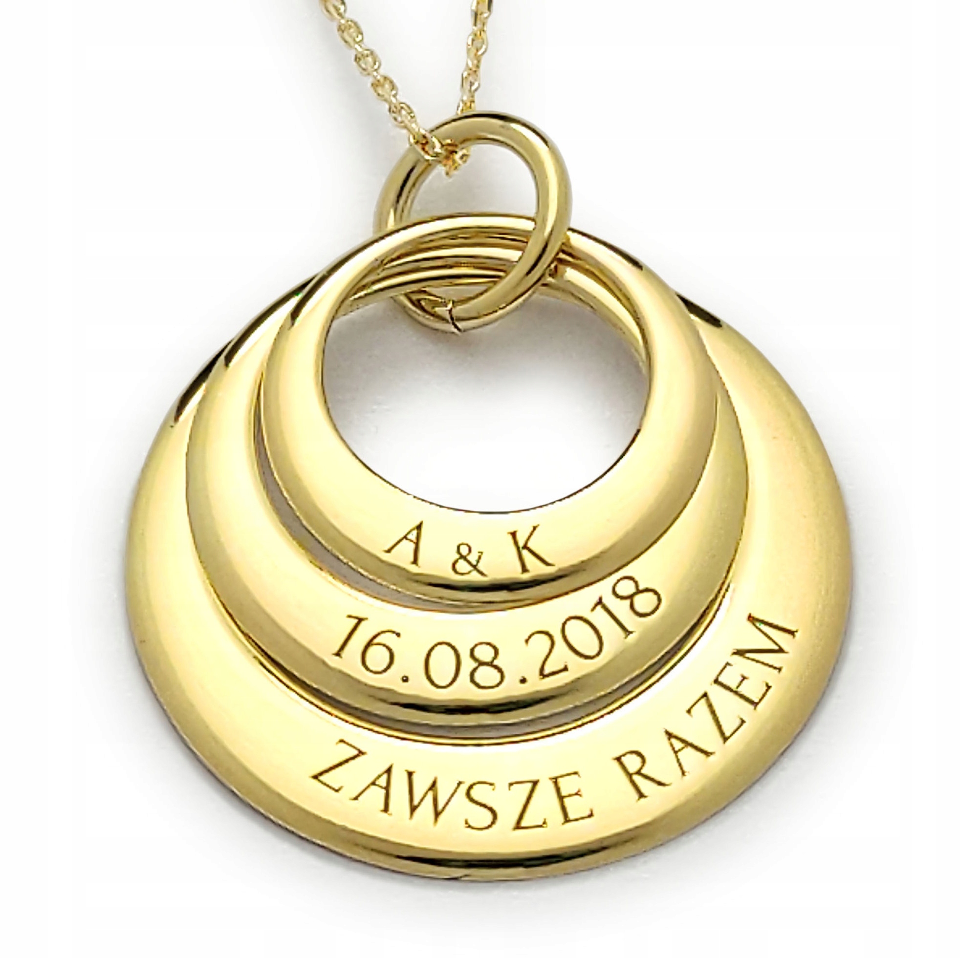 

złoty wisior 333 Ringi prezent + Twój Grawer