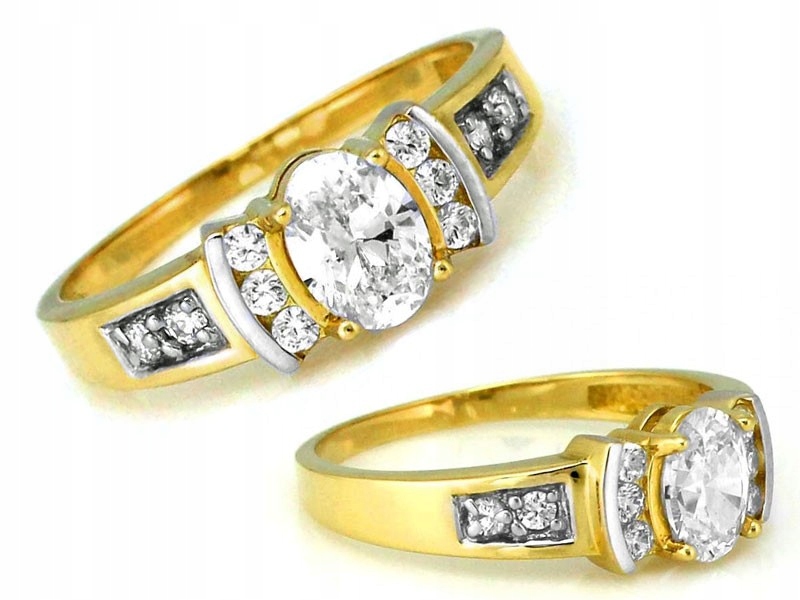 Zlatý prstýnek 585 14k s zirkony 2.80g r19 zásnubní šperk