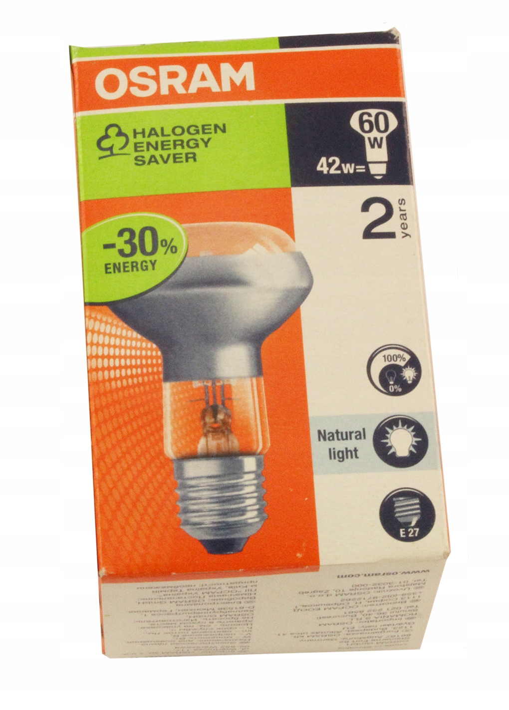 OSRAM ŻARÓWKA HALOGENOWA SPOT 42W=60W E27 230V