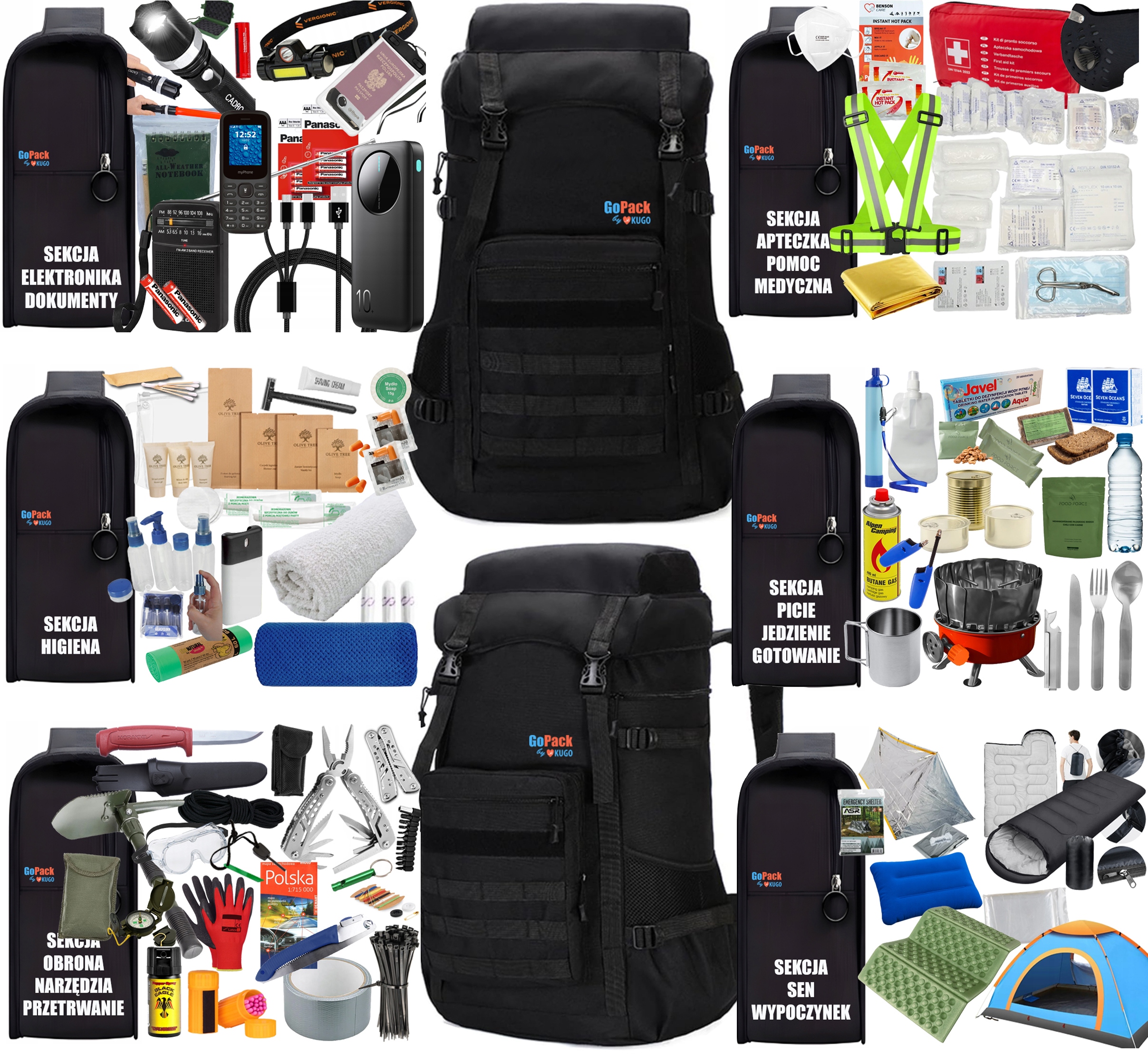 Batoh s vybavením Gopack Max Rcb 72h stan spací pytel 220 v 1