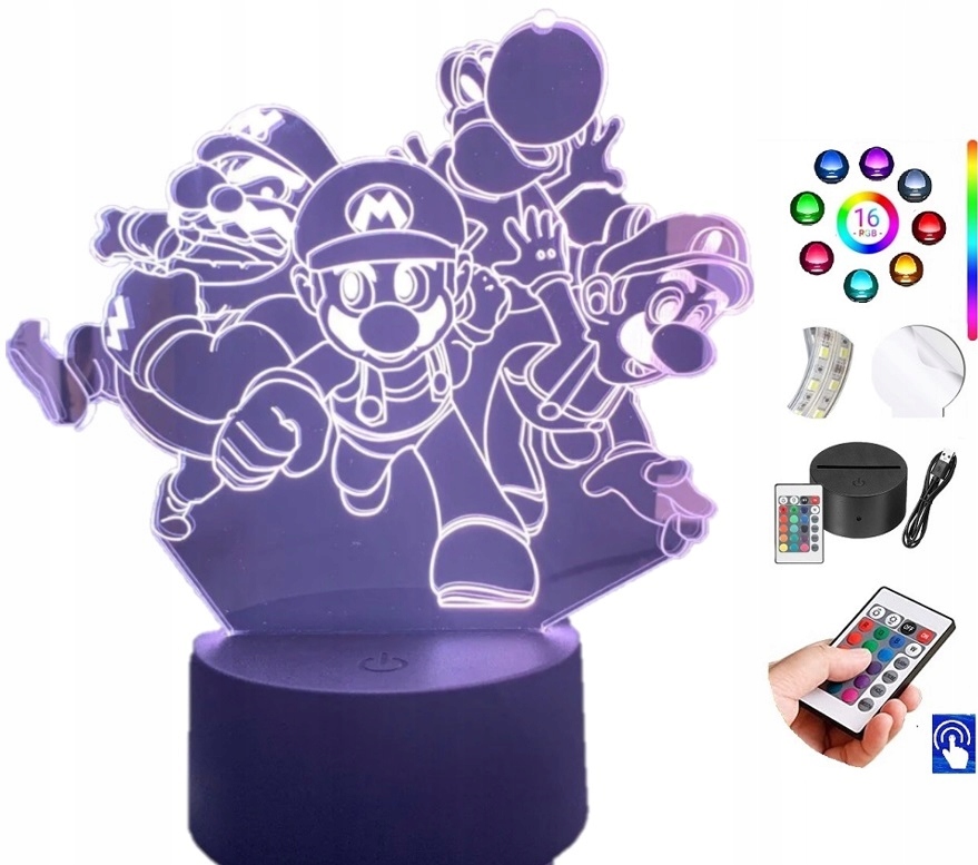 Lampka na biurko Mario Bros 16Kolorów LED PLEXIDO