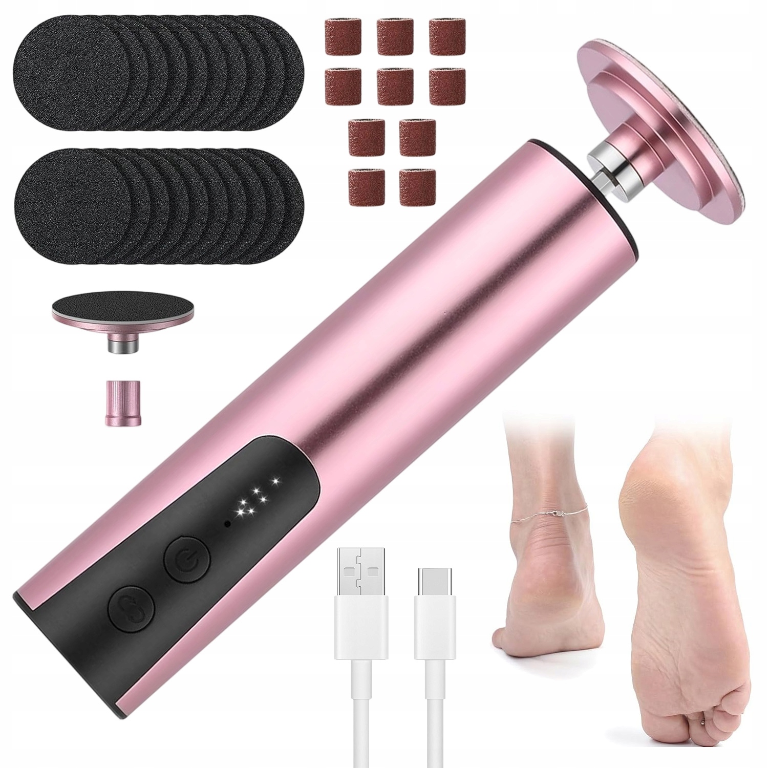 Pilník Na Paty Elektrický Usb 1200MAH 6 Stupňů Nastavení