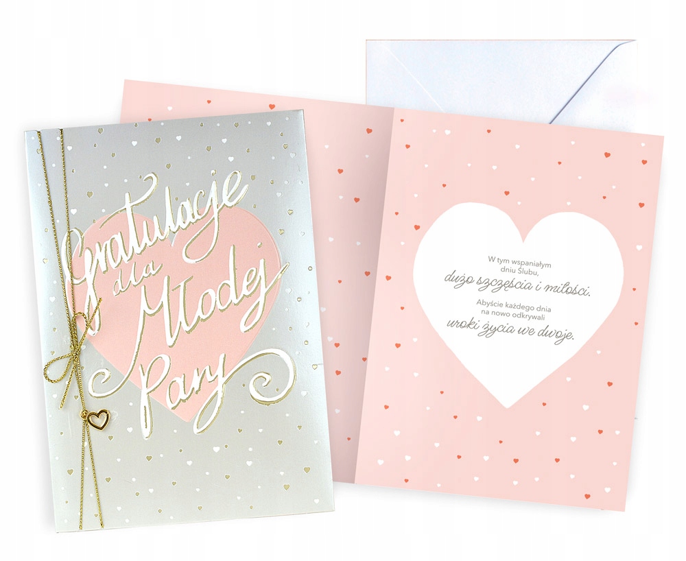 PAMIĄTKA ŚLUBU KARTKA dekoracyjna z kopertą KARNET ŚLUBNY okazjonalny