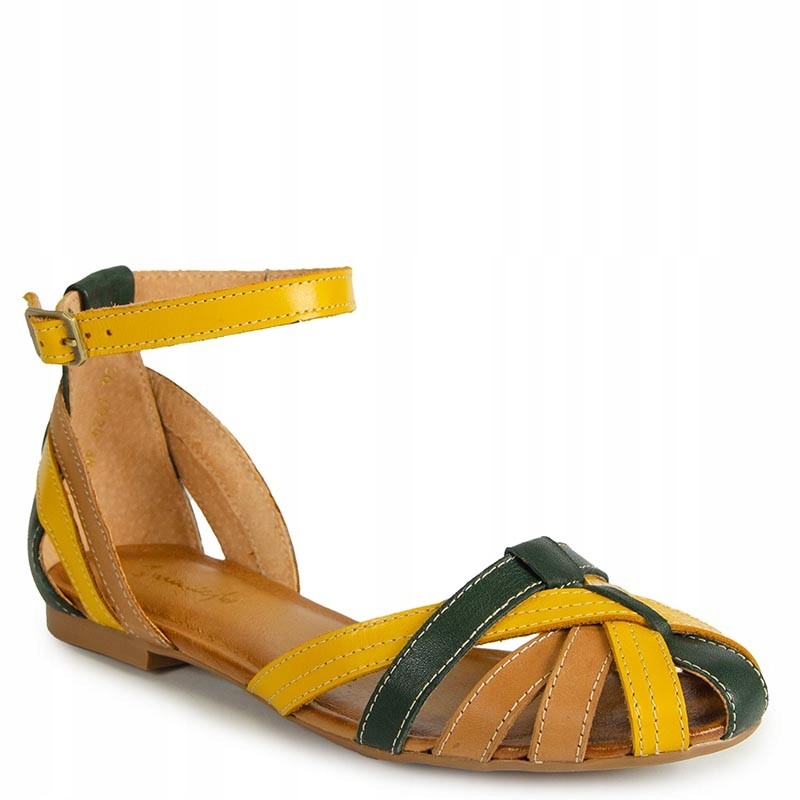 Maciejka 01924-09/00-8 Hnědozelené Kožené Sandály 38