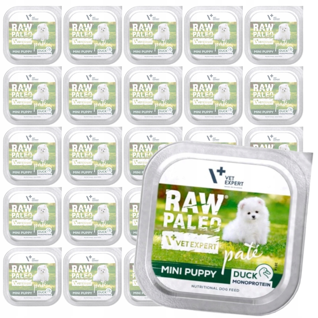 Raw Paleo Duck Mini Puppy 24x150g Krmivo Paštika pro štěňata malých plemen