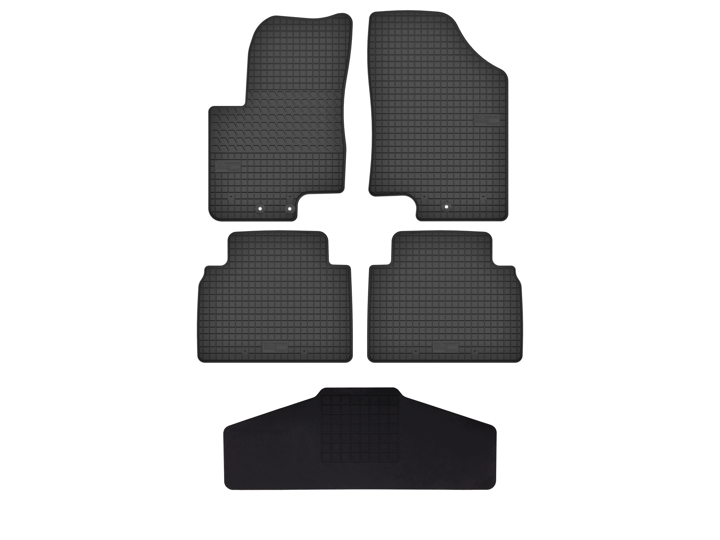 Gumové koberce pro Hyundai ix20 2010-2018 5 ks s tunelem SolidTread rant