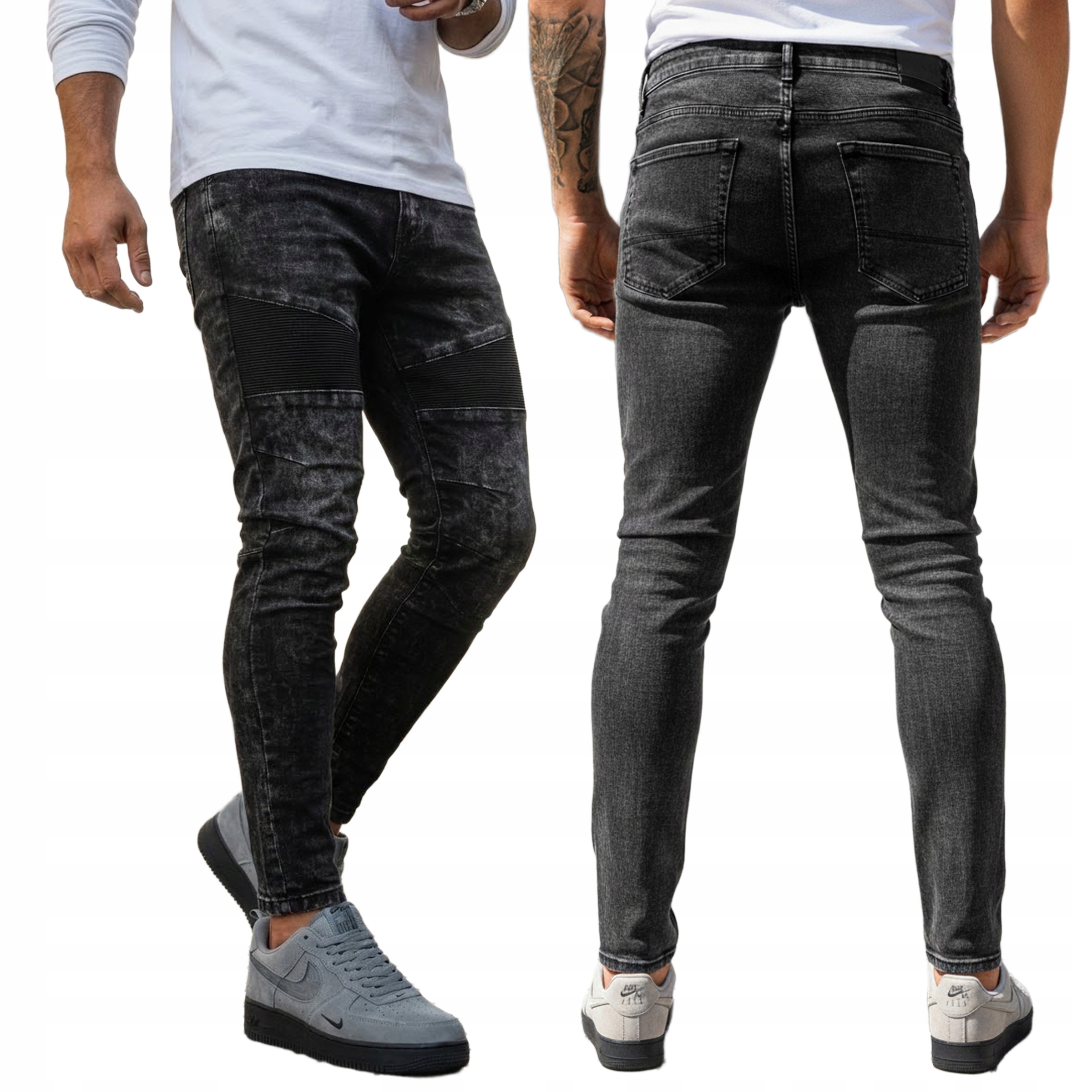 Jeansy Męskie Zwężane Streetwear Slim Czarne UX3939 35
