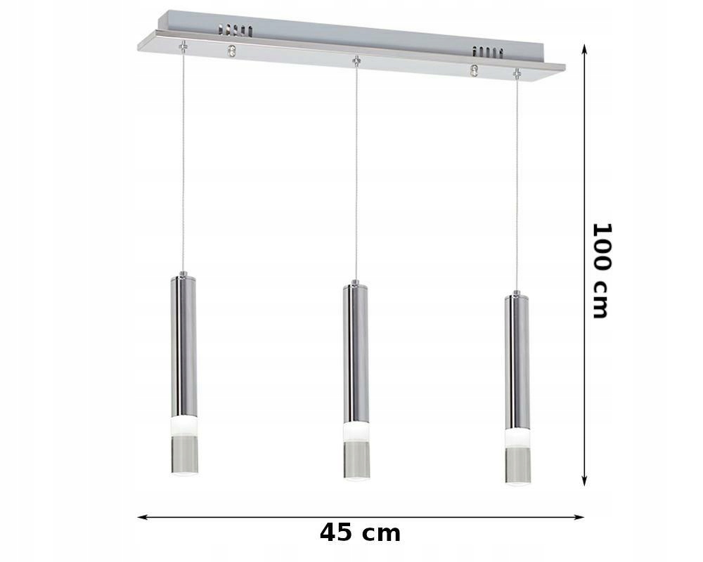 Závěsná lampa Ice 3 bodová 15W Led stříbrná, moderní do obývacího pokoje