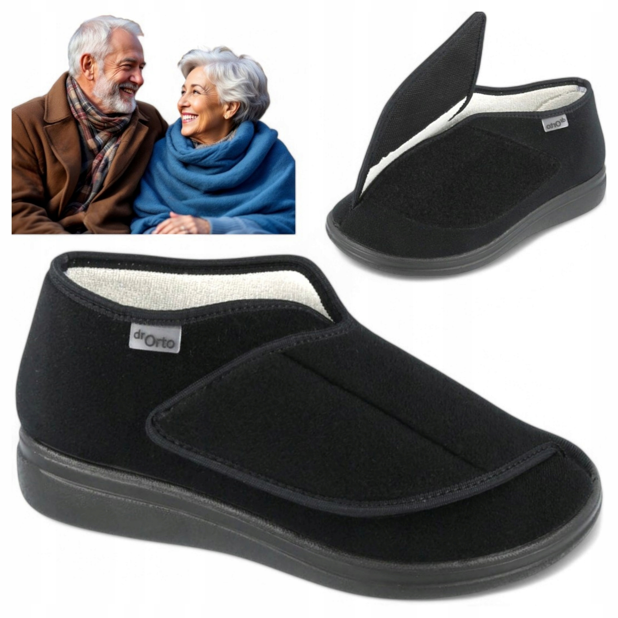 Dr Orto 46 Pánské ortopedické boty na suchý zip, široké diabetické haluky