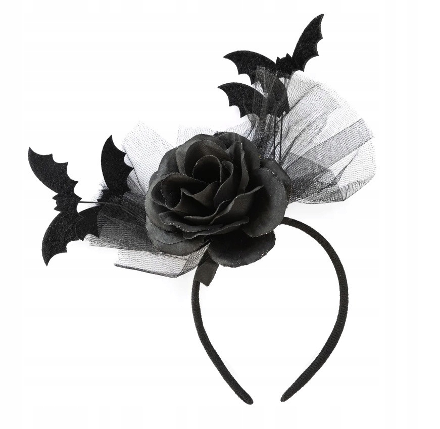 Opaska na Halloween Róża i nietoperze - 26 x 21 cm