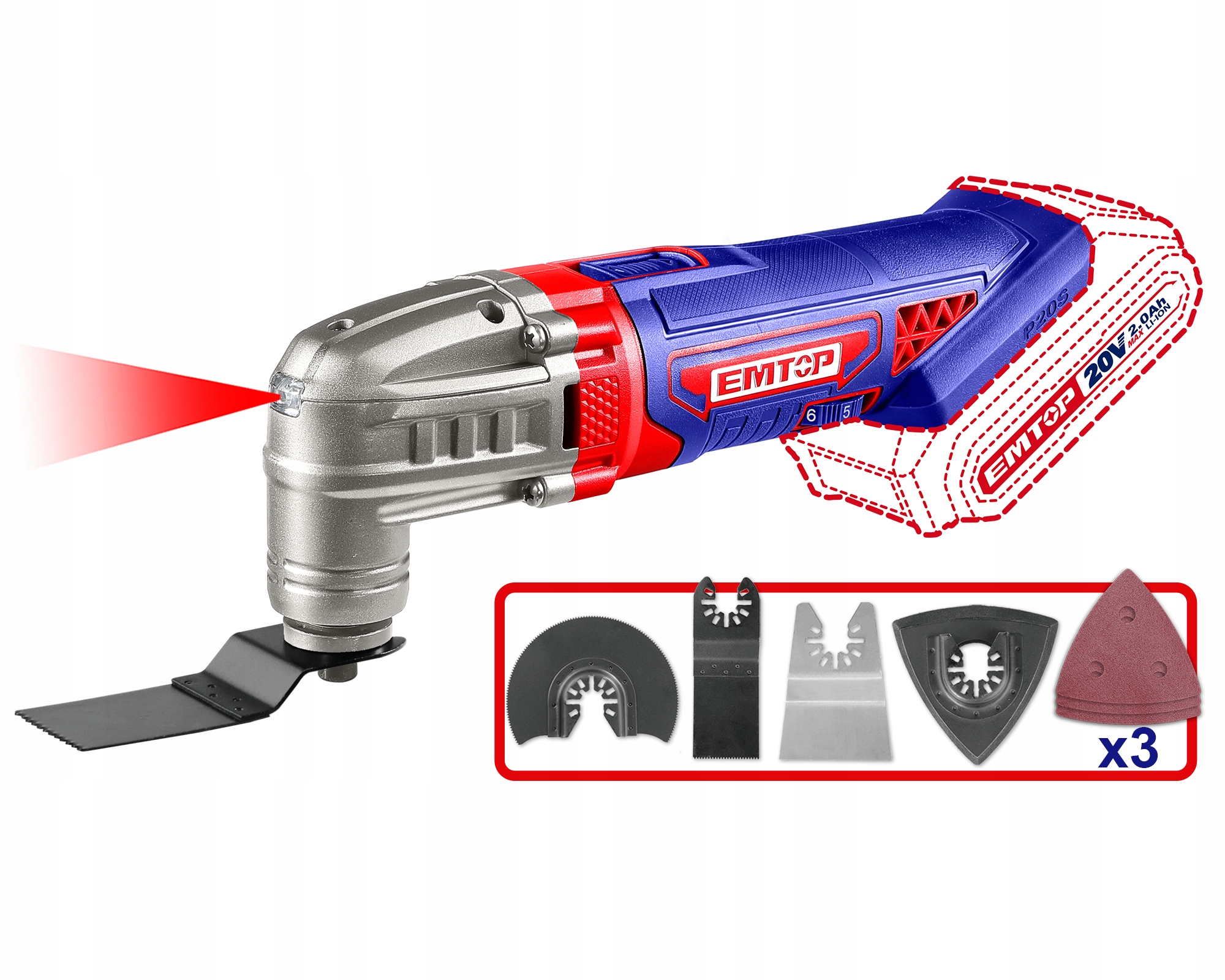 Narzędzie wielofunkcyjne 20V P20S ELMF2022 Solo Emtop