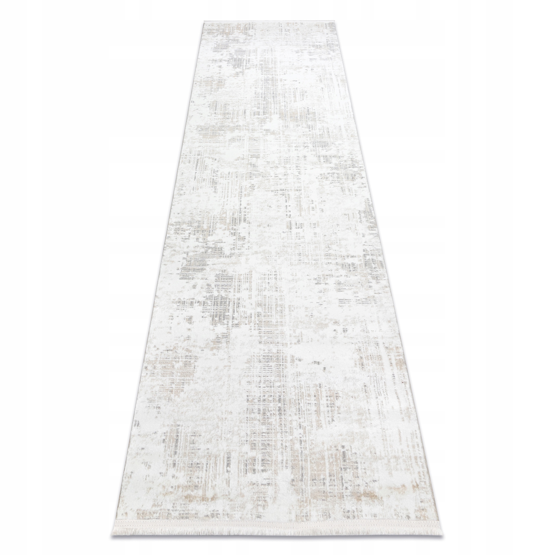 Koberec koberec běhoun Strukturovaný Do Obývacího Pokoje krém Vintage třásně 80 x 300 cm