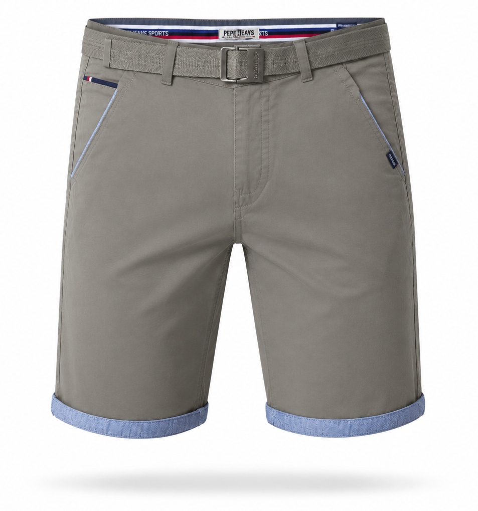 Szorty męskie chino krótkie spodenki spodnie chinosy z paskiem 4XL khaki