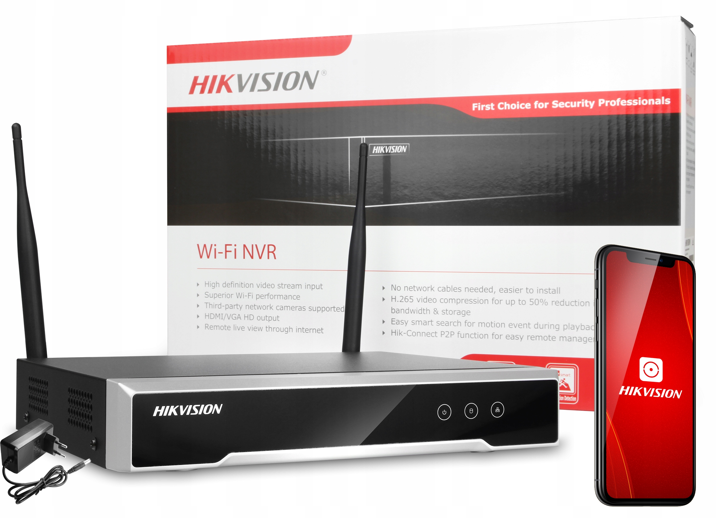 

Hikvision Rejestrator 8 kanałowy Wifi H.265+ 4MPx