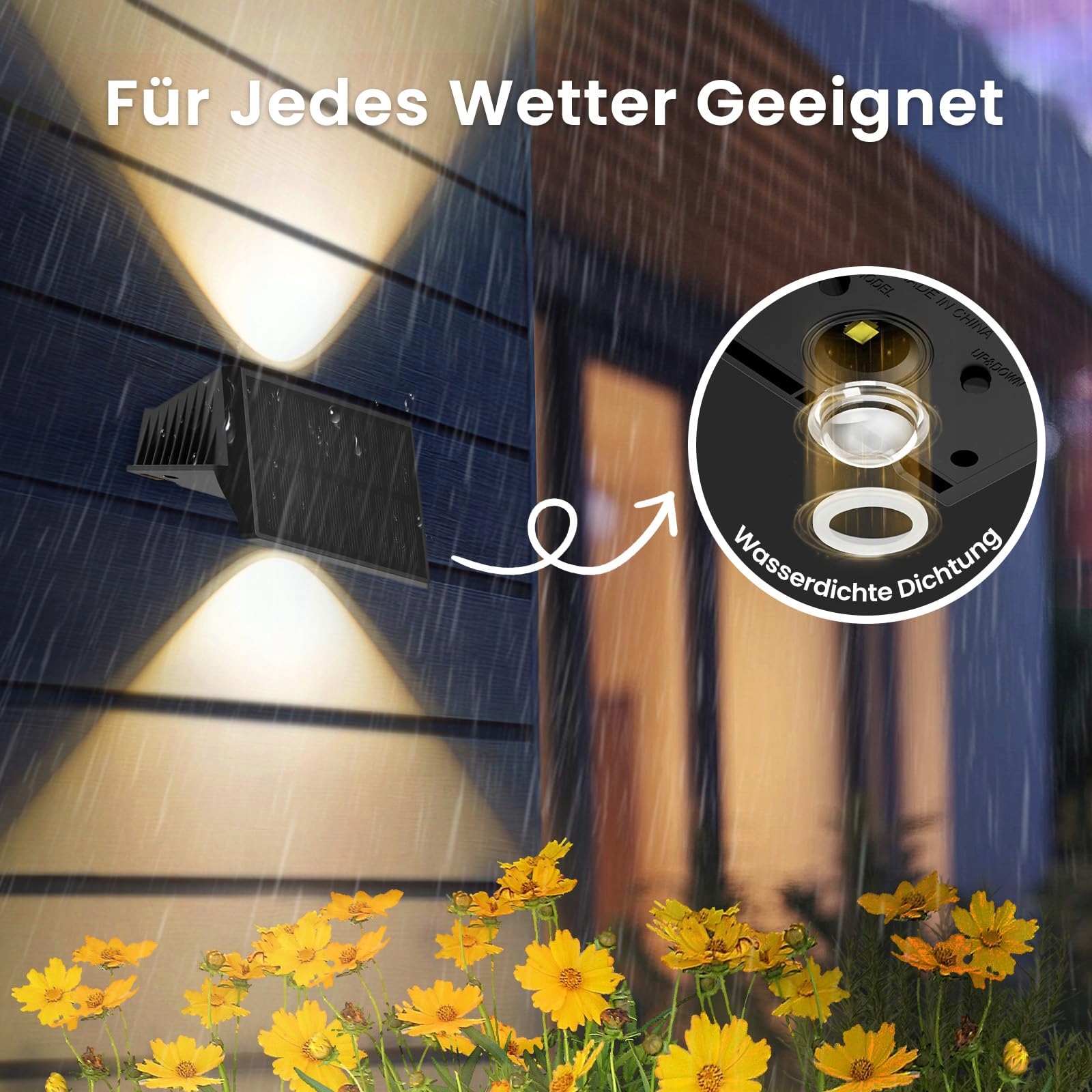 Lampy Solarne Zewnętrzne Up Down Ciepłe Wodoodporne 6 Szt IP67 DELAIGLOW — miniatura 2