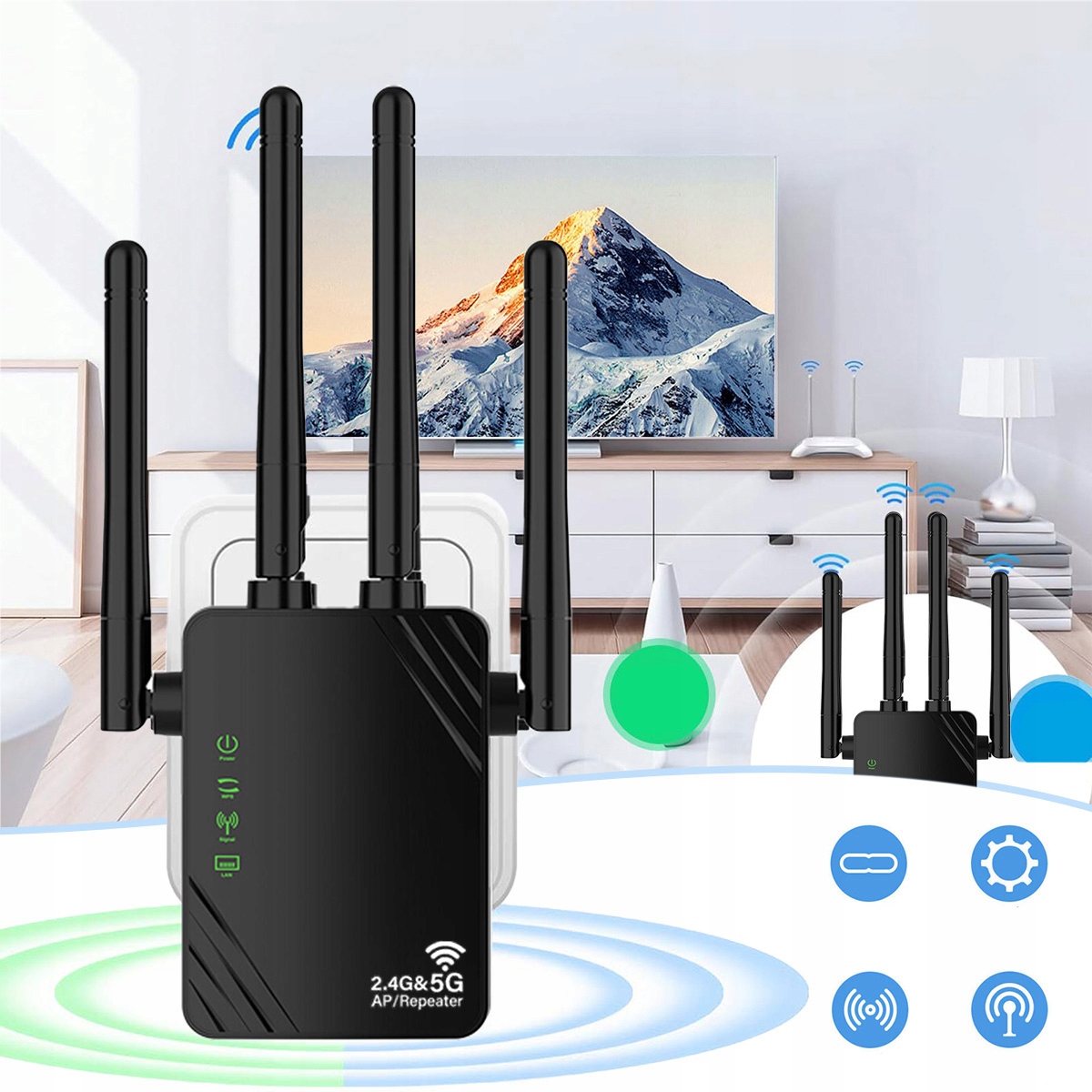 Zesilovač signálu Wi-Fi opakovač Zesilovač signálu Wi-Fi pro domácí použití 1200 Mb/s