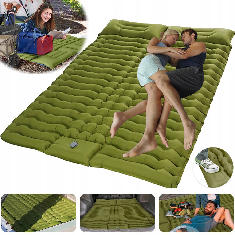 Materac Samopompujący Podwójny Turystyczny Ultralekki Wbudowana Pompka