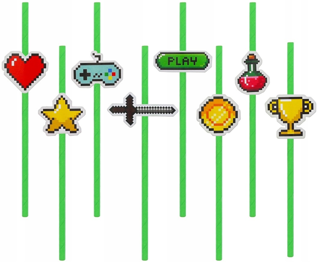 SŁOMKI PAPIEROWE GAME ON PIKSELE MINECRAFT 8 SZTUK