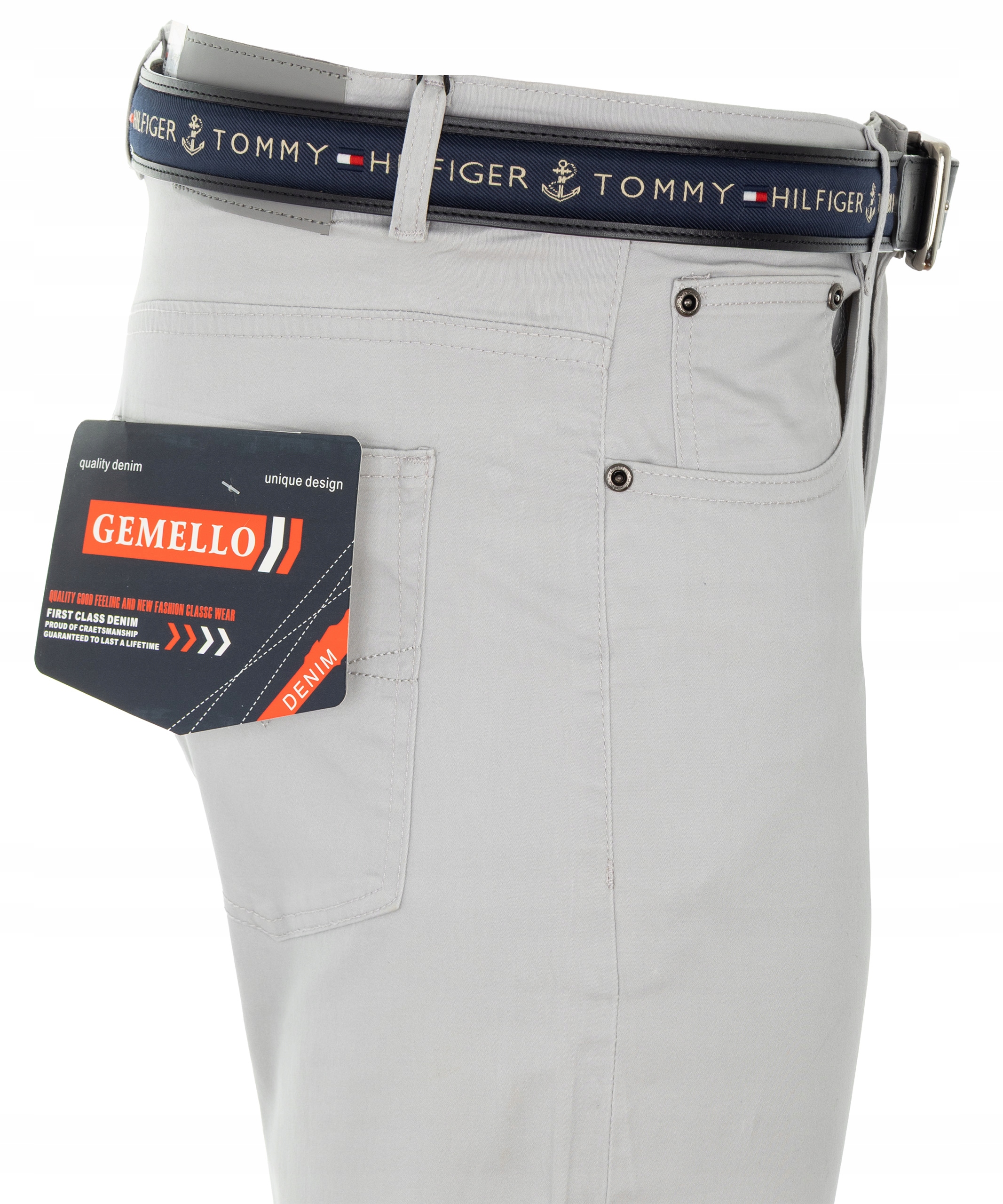 Spodnie bawełniane męskie Szare Prosta nogawka Pas 78-86 cm W32