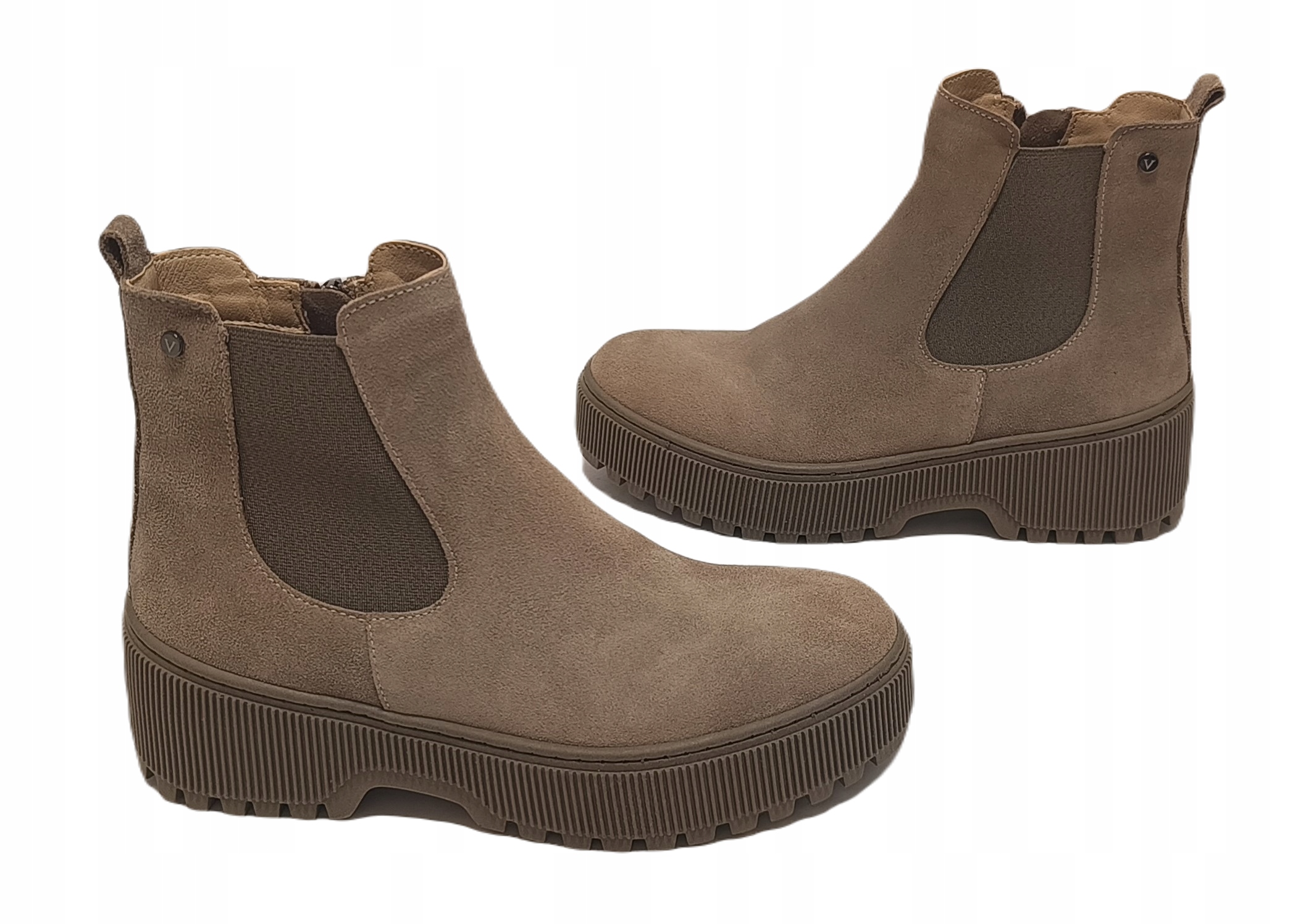 Módní kotníkové boty Welur kůže Sempre 24-495 taupe velur vel. 40