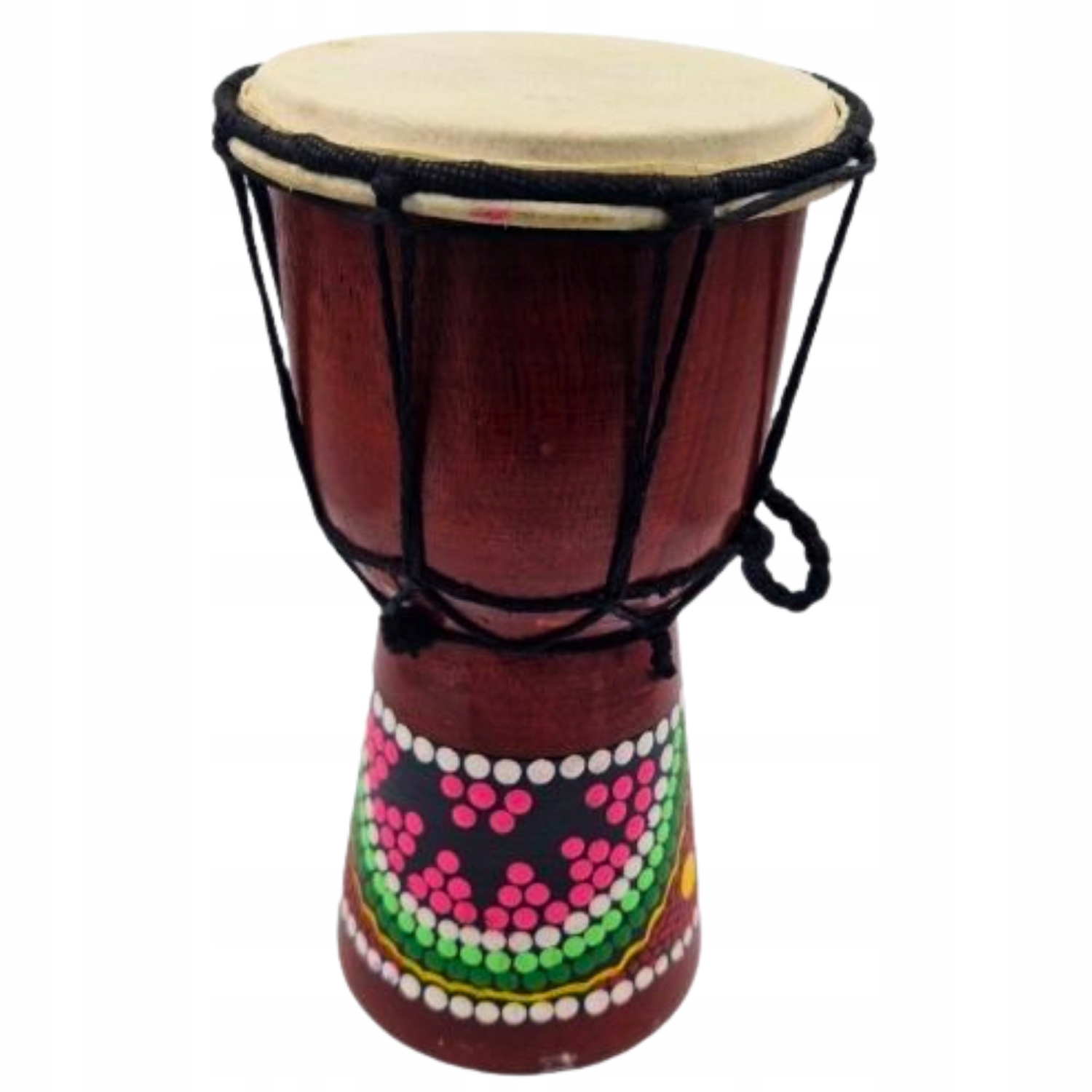 Djembe bębenek afrykański 30 cm 6” malowany drewniany handmade bęben kazoo Średnica membrany 15 cm