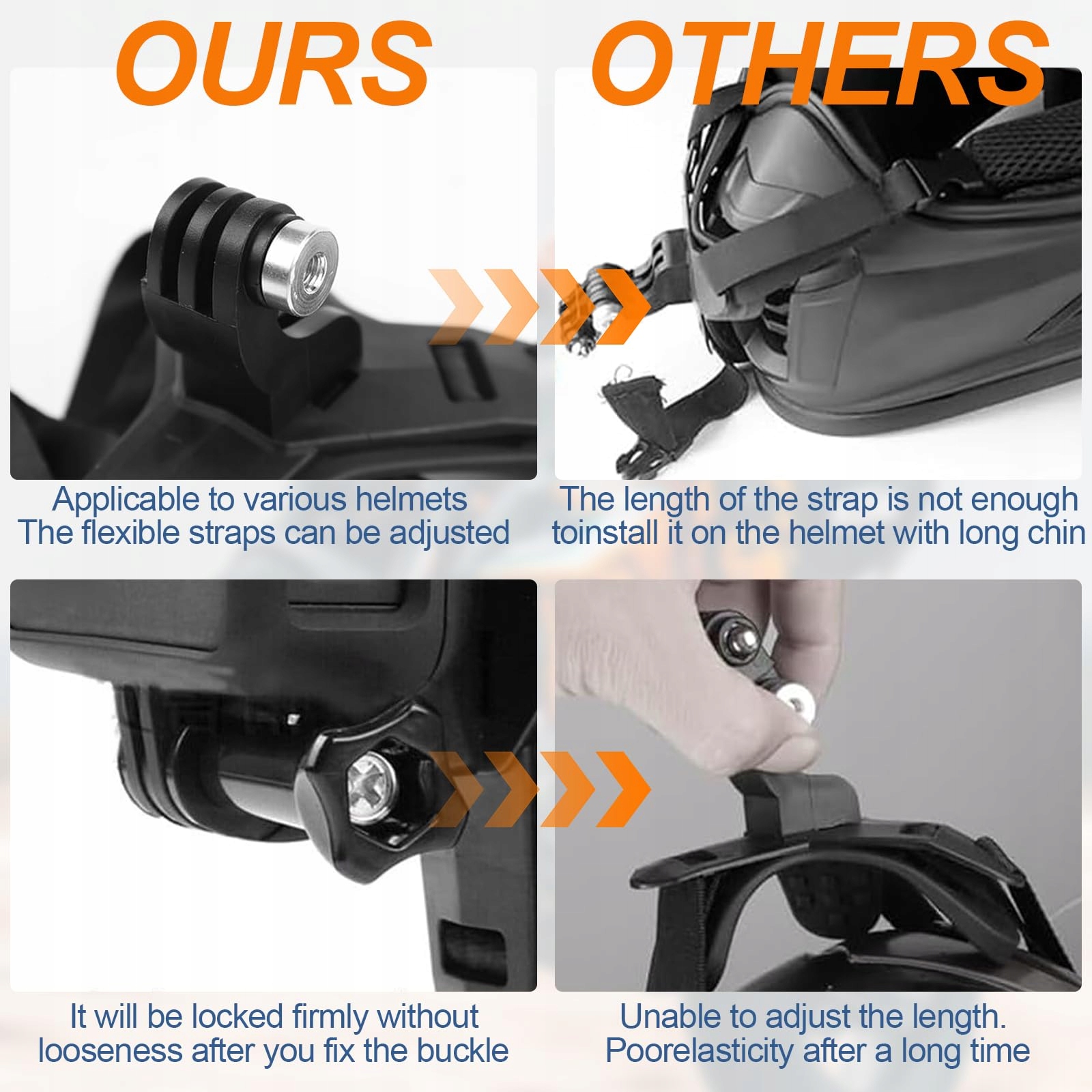 Uchwyt Na Kask Motocyklowy Chin Mount Do GoPro Osmo Action Cam DGMI — miniatura 4