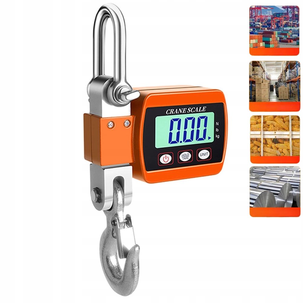 Waga Hakowa Zawieszana Przemysłowa LCD Do 500 kg Pomarańczowy