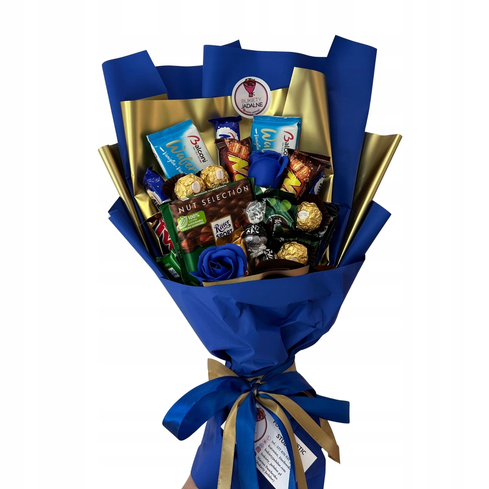 Levně Dárková Sada Sladkosti Tyčinky Tmavě Modré Zlaté Narozeniny Chlapec 18 30