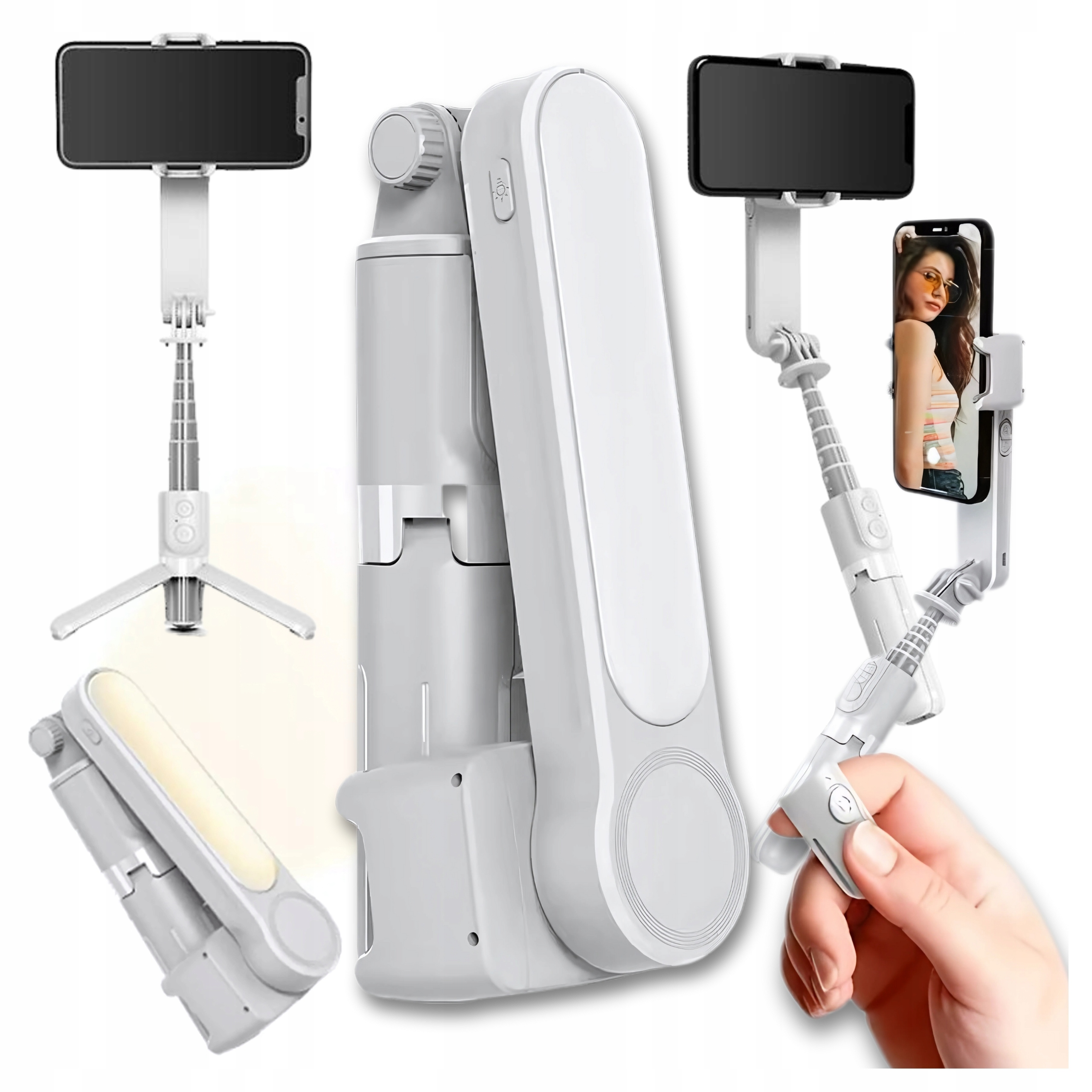 Gimbal Stabilizatror Ręczny uchwyt do telefonu Lekki lampa Led pilot 360