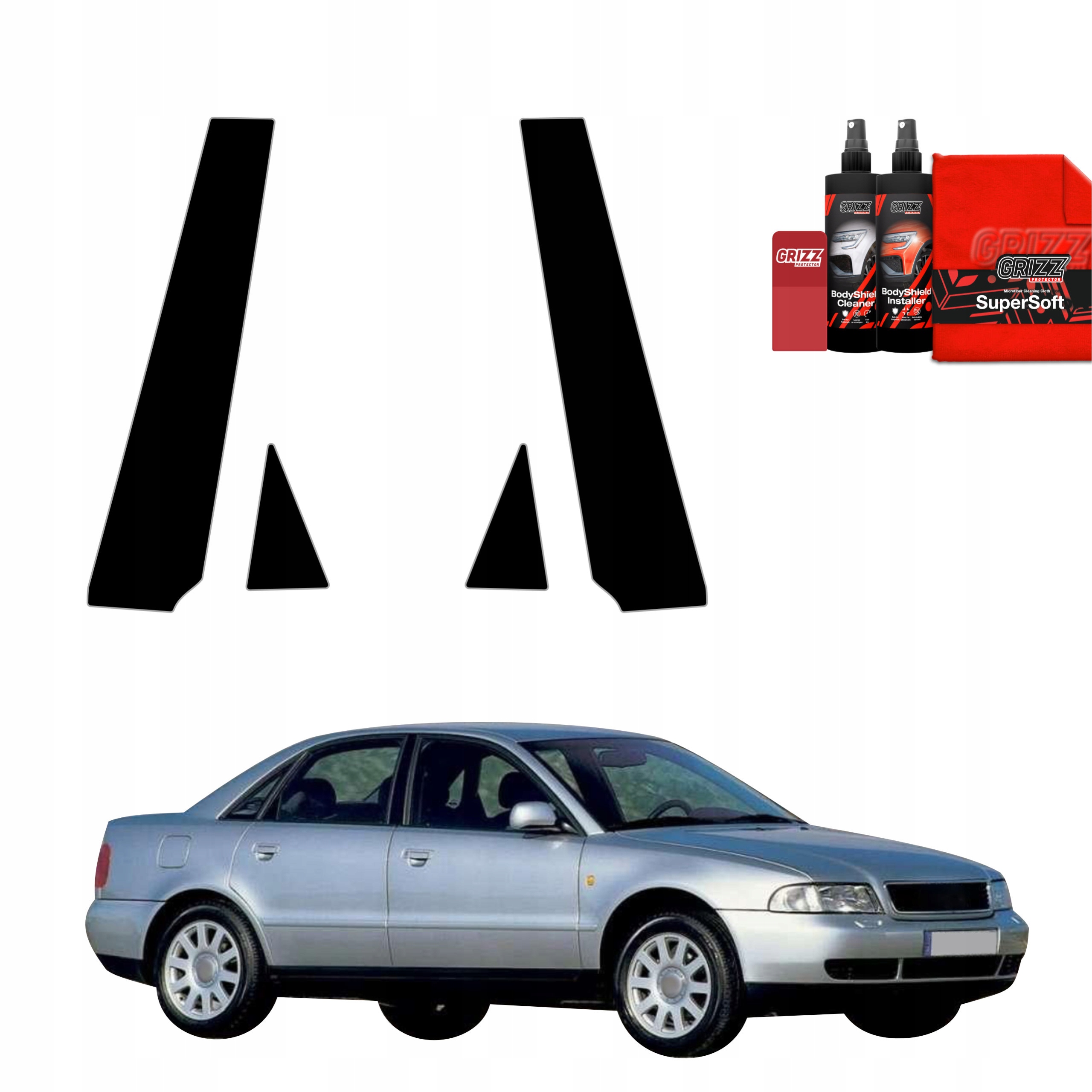 4v1 Černá fólie na sloupky pro Audi A4 B5 Sedan (1994-2001)
