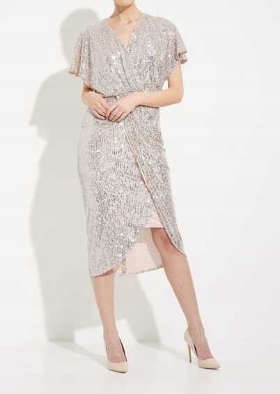 Cekinowa Suknia Damska Joseph Ribkoff Szara r.46 Kolekcja Wiosna/Lato 2023