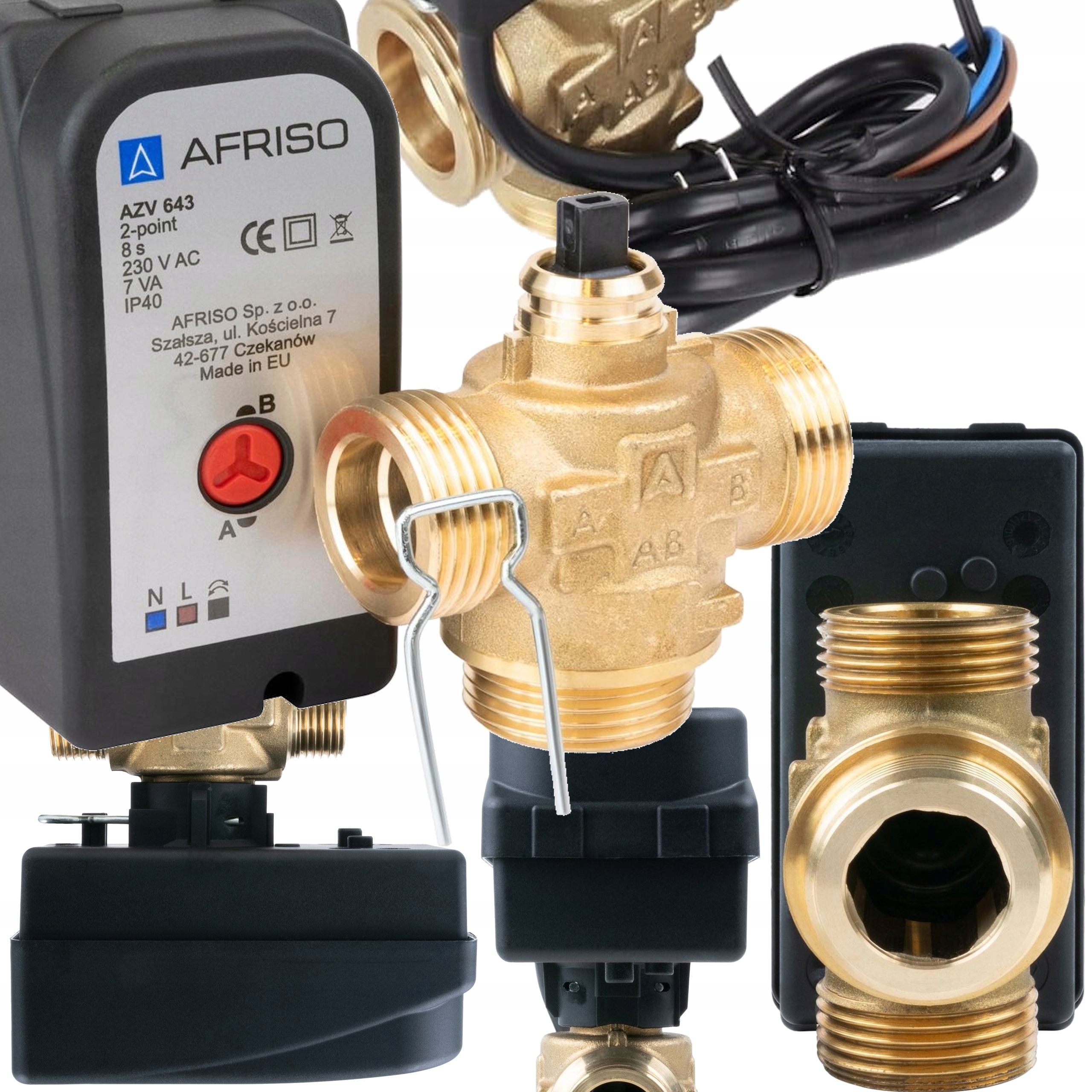 Zawór 3-DROGOWY Strefowy Przełączający Afriso Azv 643 G1 1" 8 m3/h Mosiężny
